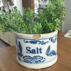 Vintage Stonewear SALT Cellar Blue/Cream FLAWS